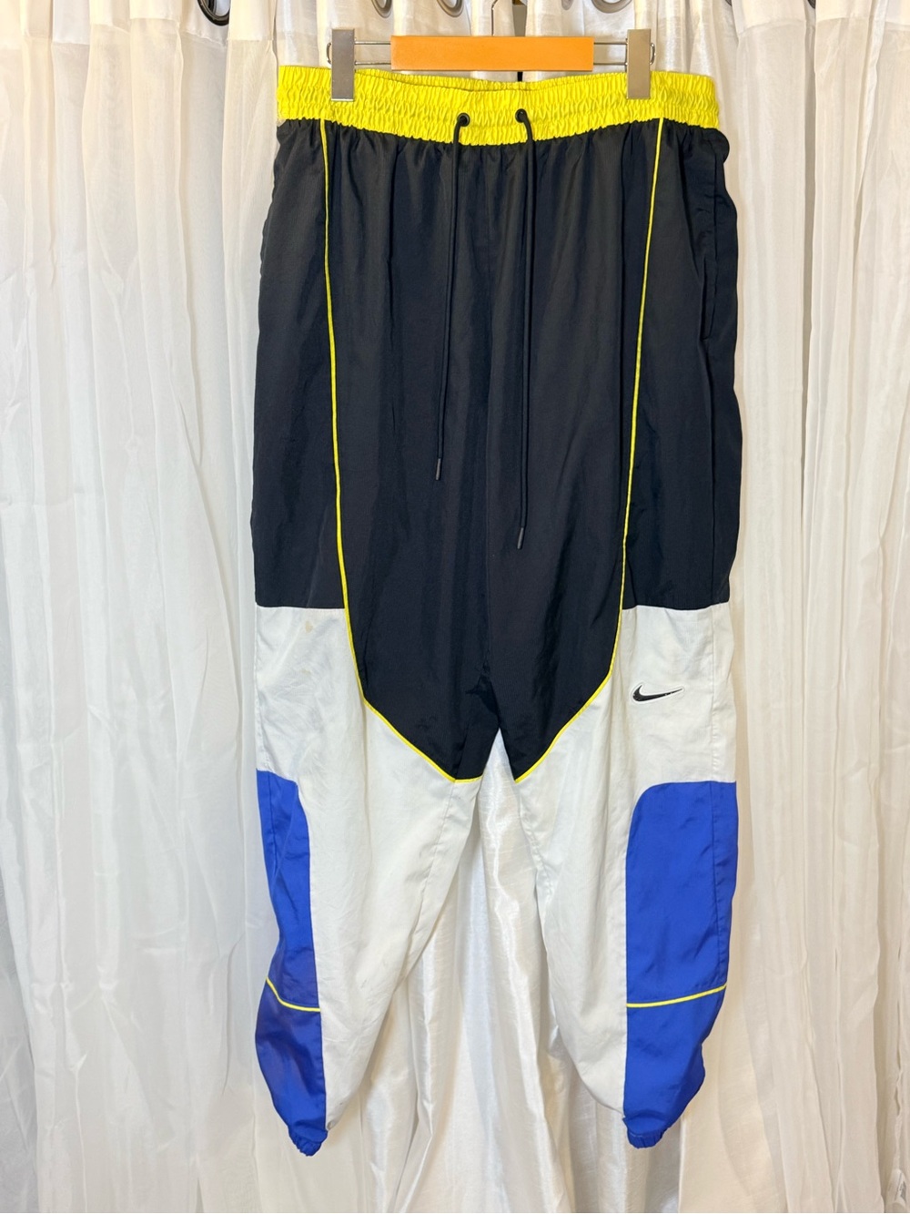 Nike Black, White, Blue & Yellow Colorblock Track Pants